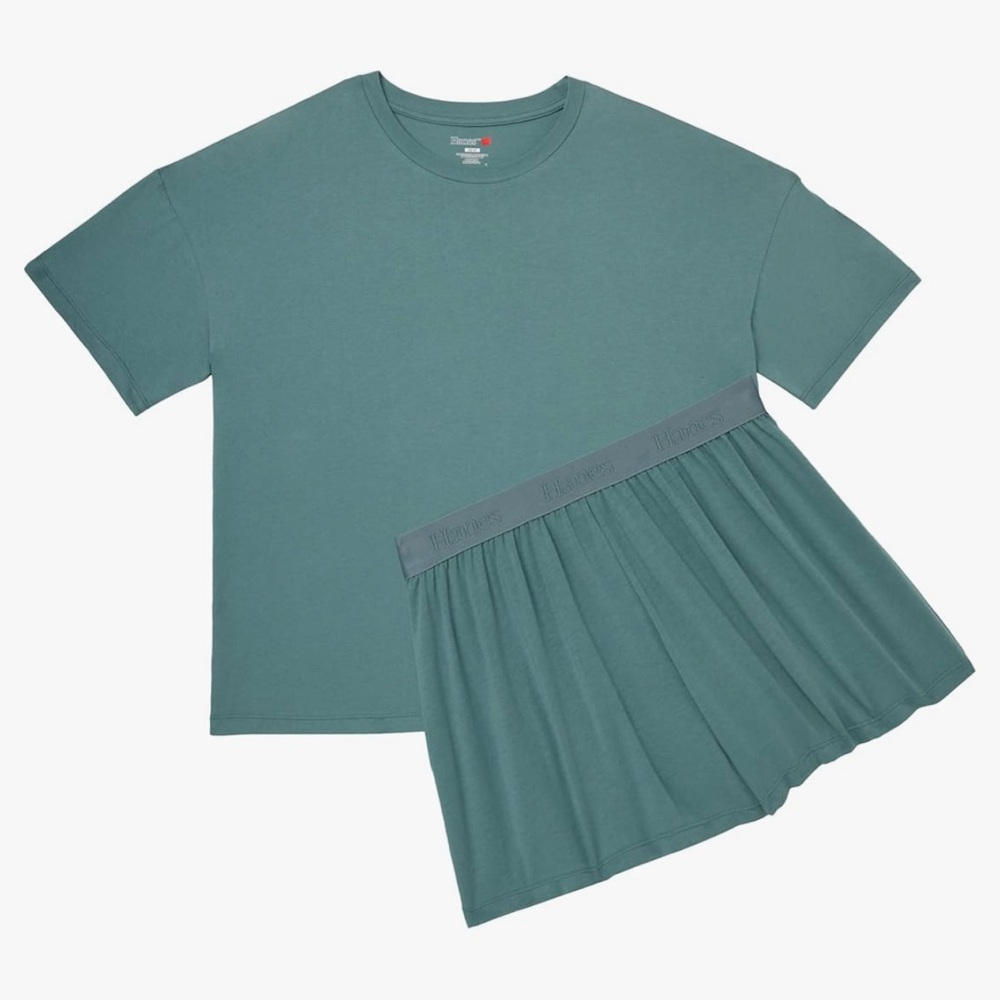 Hanes Green Short Sleeve Tee Classic Crew Neck